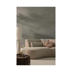 Olven Poef Laag Fluffy Stof Bruin 60cm