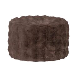 Olven Poef Laag Fluffy Stof Bruin 60cm