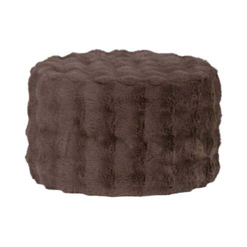 Olven Poef Laag Fluffy Stof Bruin 60cm