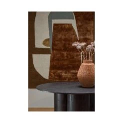 Oona Eettafel Rond Met 3-Poot MDF Donkerbruin 140cm