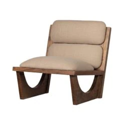 Opulent Fauteuil Bouclé/Hout Naturel