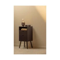 Ozzy Nachtkastje Hoog Hout Zwart 36cm