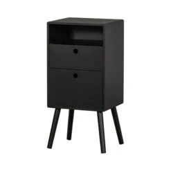 Ozzy Nachtkastje Hoog Hout Zwart 36cm