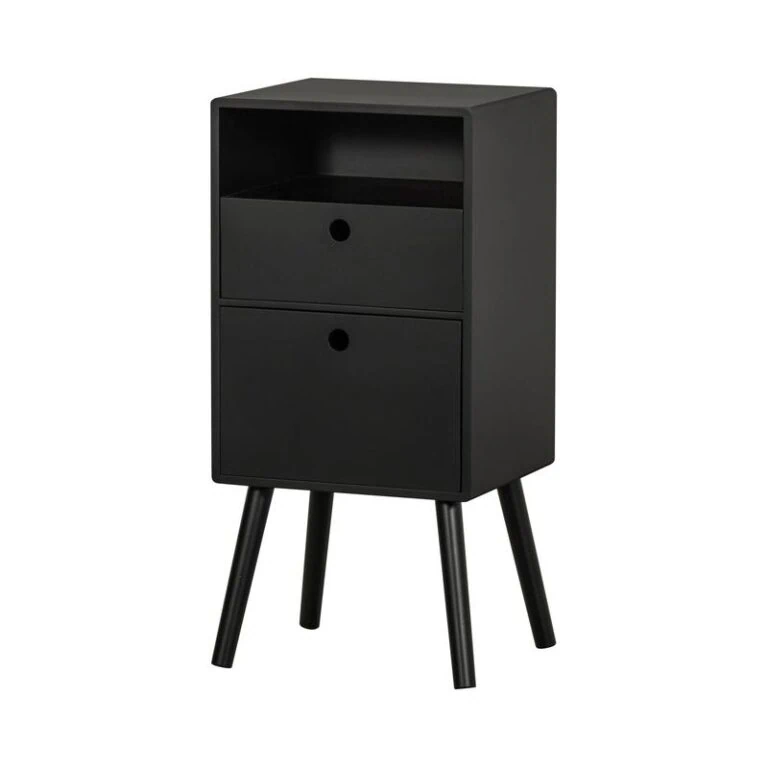 Ozzy Nachtkastje Hoog Hout Zwart 36cm