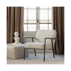 Patchwork Poef Leerlook Naturel 60cm