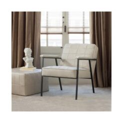 Patchwork Poef Leerlook Naturel 60cm