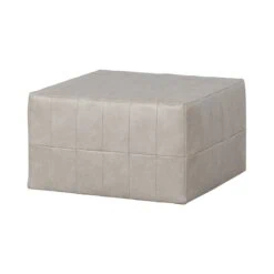 Patchwork Poef Leerlook Naturel 60cm