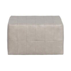 Patchwork Poef Leerlook Naturel 60cm