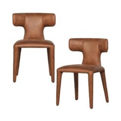 Permit Eetkamerstoel Leerlook Cognac