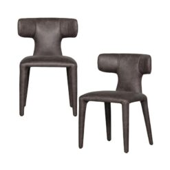 Permit Eetkamerstoel Leerlook Zwart/Grijs