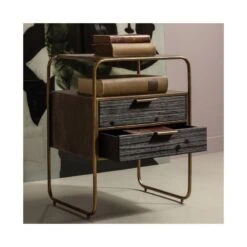 Polite Nachtkastje Metaal/Hout Antique Brass 45cm