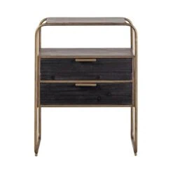 Polite Nachtkastje Metaal/Hout Antique Brass 45cm