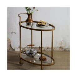 Push Trolley Metaal Antique Brass 67cm