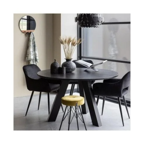 Rhonda Eettafel rond Eiken Blacknight 129cm