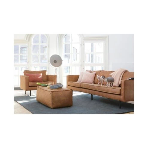 Rodeo Poef Ecoleer Cognac 120cm