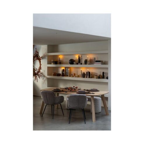 Runa Eetkamerstoel Chenille Donkerzand