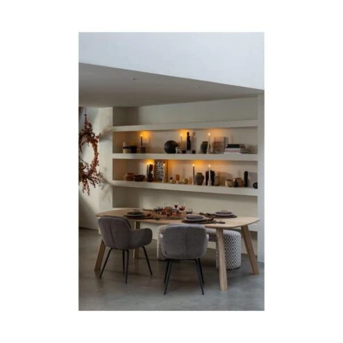 Runa Eetkamerstoel Chenille Donkerzand