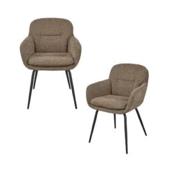 Runa Eetkamerstoel Chenille Donkerzand