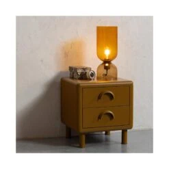 Rune Nachtkastje 2 Lades Metaal Honinggeel 45cm