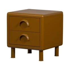 Rune Nachtkastje 2 Lades Metaal Honinggeel 45cm