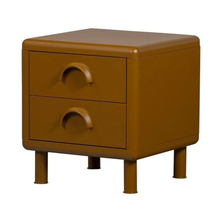 Rune Nachtkastje 2 Lades Metaal Honinggeel 45cm