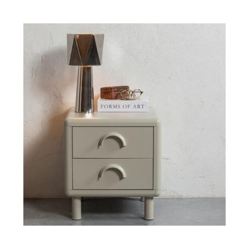 Rune Nachtkastje 2 Lades Metaal Zand 45cm