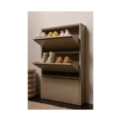 Sabine 3-Vaks Schoenenkast Metaal Zand 66cm