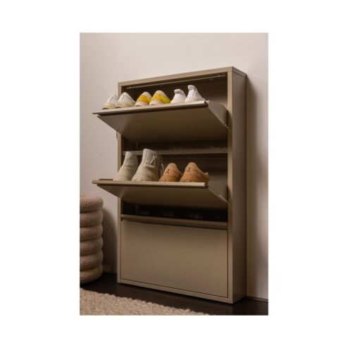 Sabine 3-Vaks Schoenenkast Metaal Zand 66cm
