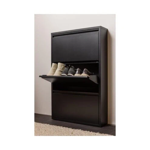 Sabine 3-Vaks Schoenenkast Metaal Zwart 66cm