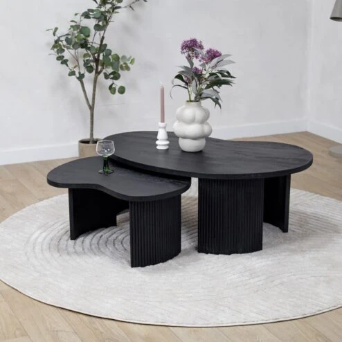 Salontafel Asger set van 2 zwart 110/70cm