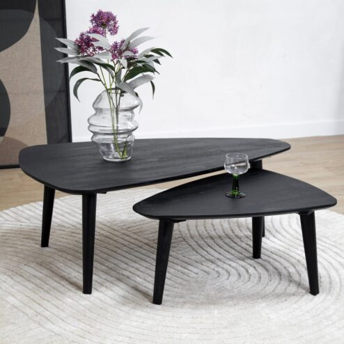 Salontafel Isla set van 2 zwart 110/71cm