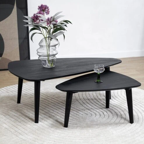 Salontafel Isla set van 2 zwart 110/71cm