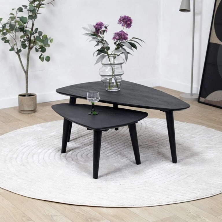 Salontafel Isla set van 2 zwart 110/71cm