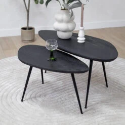 Salontafel Rosa set van 2 zwart 90/70cm