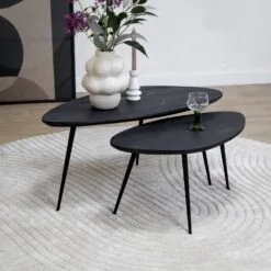 Salontafel Rosa set van 2 zwart 90/70cm
