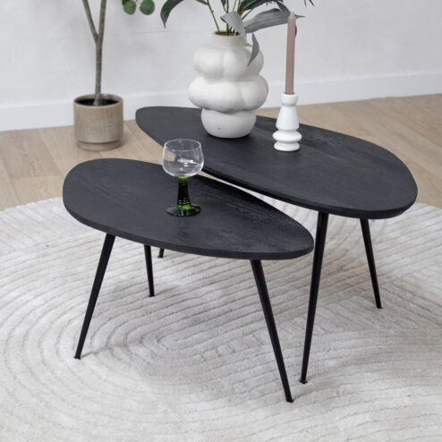 Salontafel Rosa set van 2 zwart 90/70cm