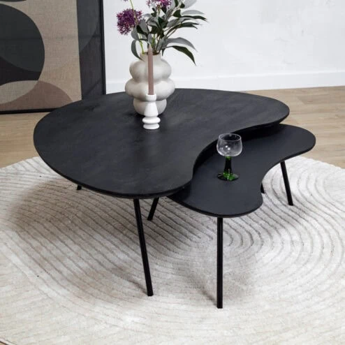 Salontafel Signe set van 2 zwart 120/92cm