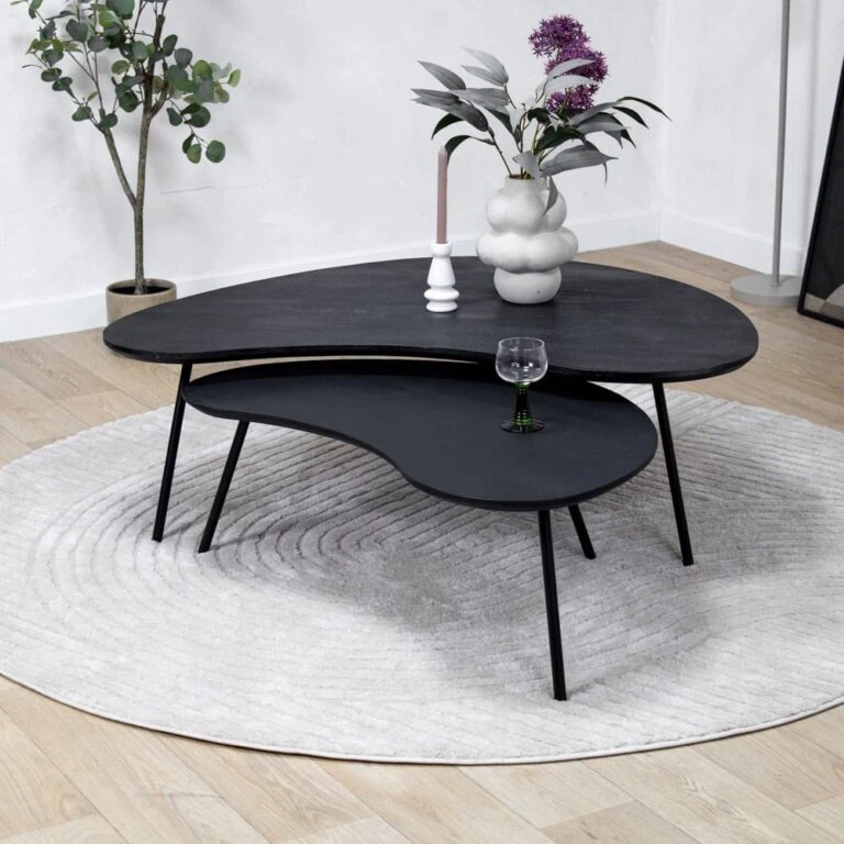 Salontafel Signe set van 2 zwart 120/92cm