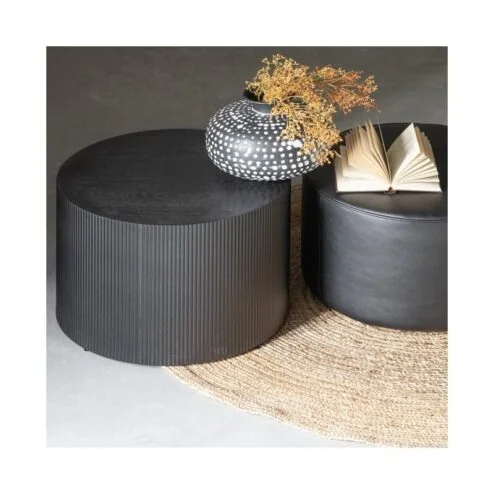 Sanne Bijzettafel Rond MDF Zwart 60cm