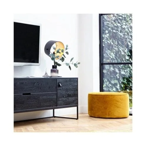 Sara Poef Laag rond Velvet Okergeel 36cm