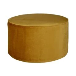 Sara Poef Laag rond Velvet Okergeel 36cm