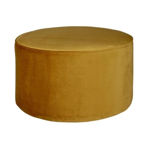 Sara Poef Laag rond Velvet Okergeel 36cm