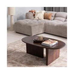 Seam Salontafel ovaal Mangohout Donkerbruin 110cm