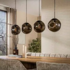 Solaro 4-lichts Hanglamp Bruin glas