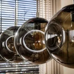 Solaro 4-lichts Hanglamp Bruin glas