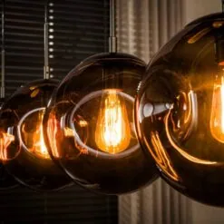 Solaro 4-lichts Hanglamp Bruin glas