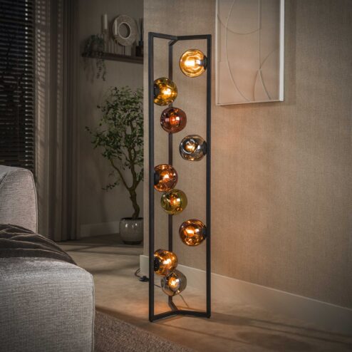 Solaro 9-lichts Vloerlamp Meerkleurig glas