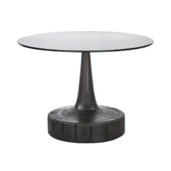Soya Bijzettafel rond Glas Zwart 60cm