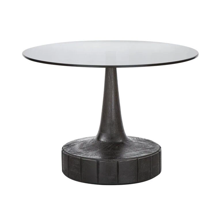Soya Bijzettafel rond Glas Zwart 60cm