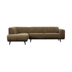 Statement Hoekbank Links Ribstof Olijfgroen